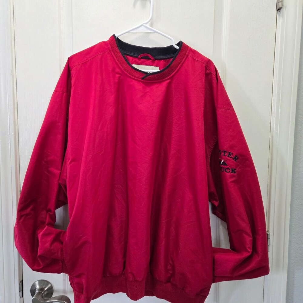 Cutter & Buck Men's Red Pullover Jacket XL 100% Polyester With Embroidered Logo